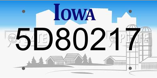 5D80217 Iowa License Plate