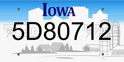 5D80712 Iowa License Plate