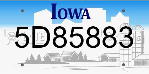 5D85883 Iowa License Plate