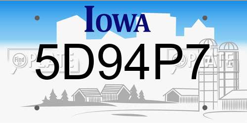 5D94P7 Iowa License Plate