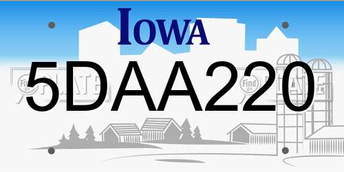 5DAA220 Iowa License Plate