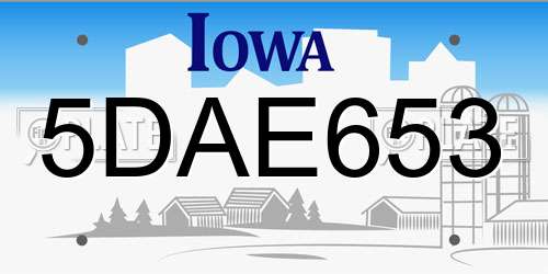 5DAE653 Iowa License Plate