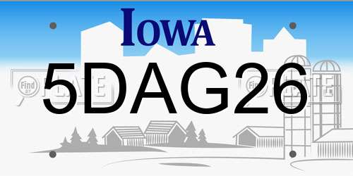 5DAG26 Iowa License Plate