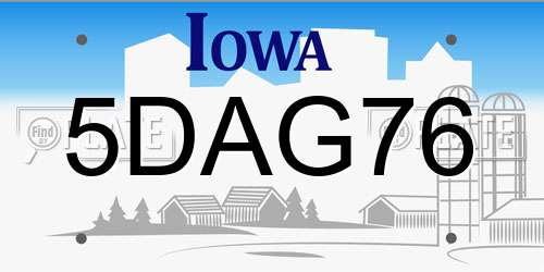 5DAG76 Iowa License Plate