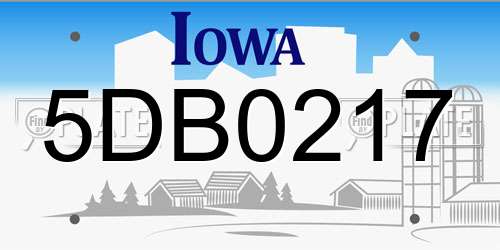 5DB0217 Iowa License Plate