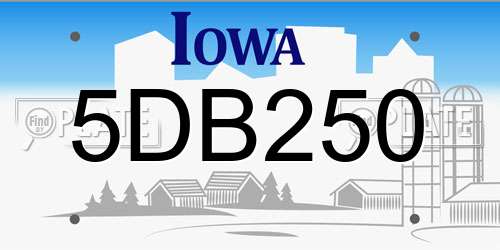 5DB250 Iowa License Plate