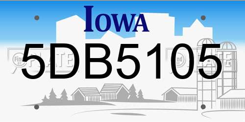 5DB5105 Iowa License Plate