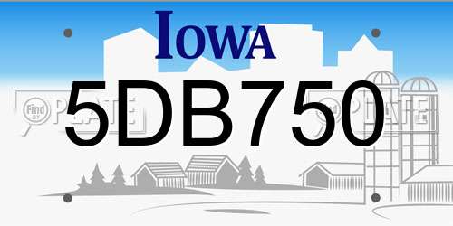 5DB750 Iowa License Plate