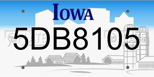 5DB8105 Iowa License Plate