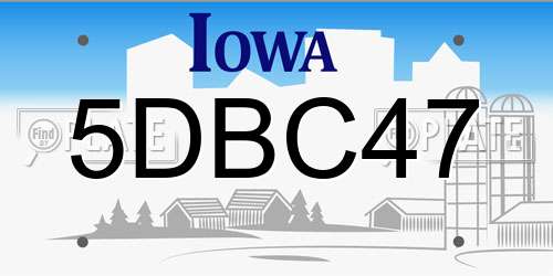 5DBC47 Iowa License Plate