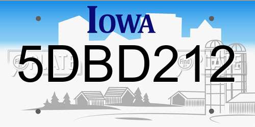 5DBD212 Iowa License Plate