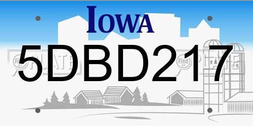 5DBD217 Iowa License Plate