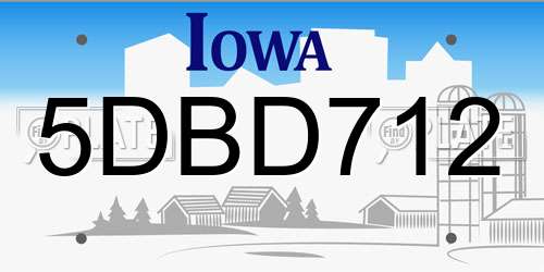 5DBD712 Iowa License Plate