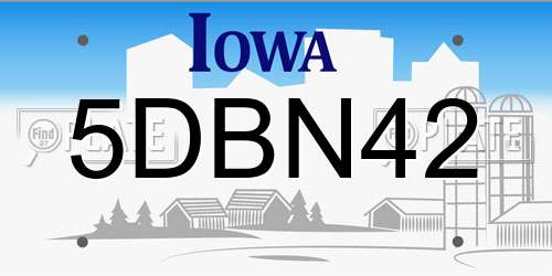 5DBN42 Iowa License Plate