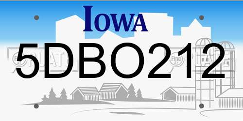 5DBO212 Iowa License Plate