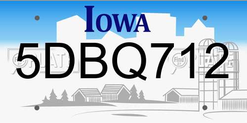 5DBQ712 Iowa License Plate