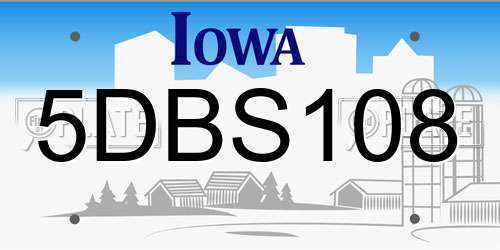 5DBS108 Iowa License Plate
