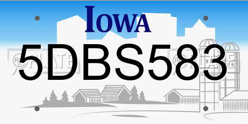 5DBS583 Iowa License Plate