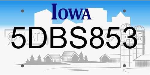 5DBS853 Iowa License Plate