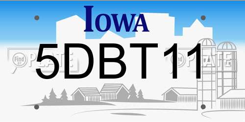 5DBT11 Iowa License Plate