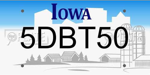 5DBT50 Iowa License Plate