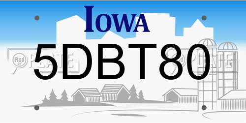 5DBT80 Iowa License Plate