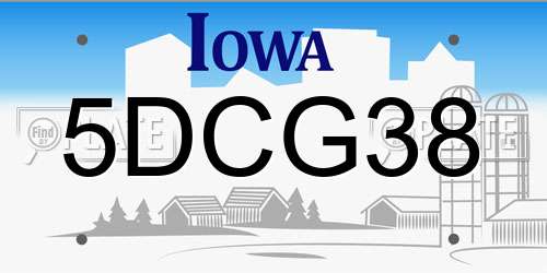 5DCG38 Iowa License Plate