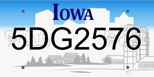 5DG2576 Iowa License Plate