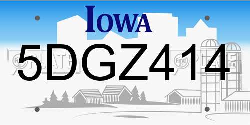 5DGZ414 Iowa License Plate