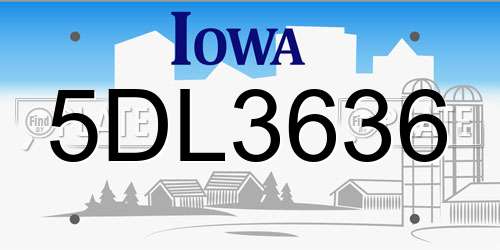 5DL3636 Iowa License Plate