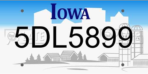 5DL5899 Iowa License Plate