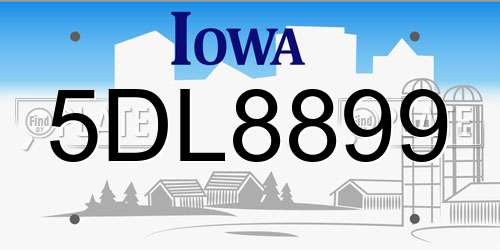 5DL8899 Iowa License Plate