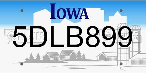 5DLB899 Iowa License Plate