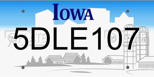 5DLE107 Iowa License Plate