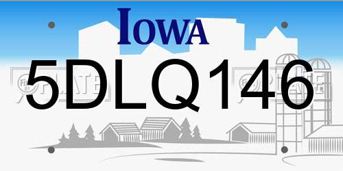 5DLQ146 Iowa License Plate
