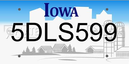 5DLS599 Iowa License Plate
