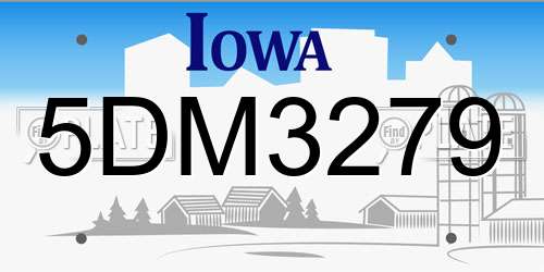 5DM3279 Iowa License Plate