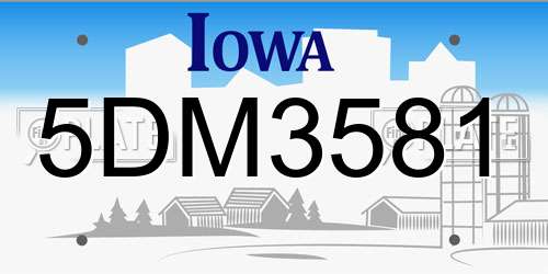 5DM3581 Iowa License Plate