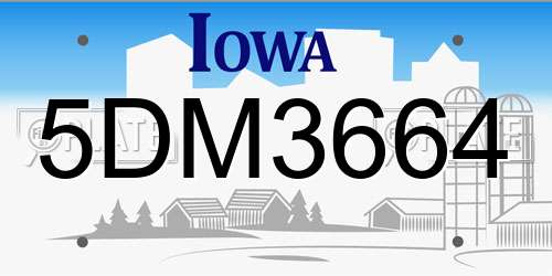 5DM3664 Iowa License Plate