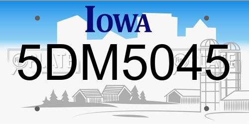5DM5045 Iowa License Plate