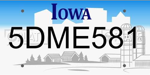 5DME581 Iowa License Plate