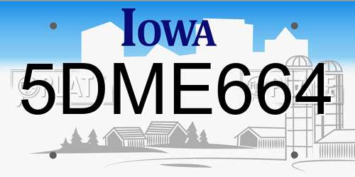 5DME664 Iowa License Plate