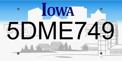 5DME749 Iowa License Plate