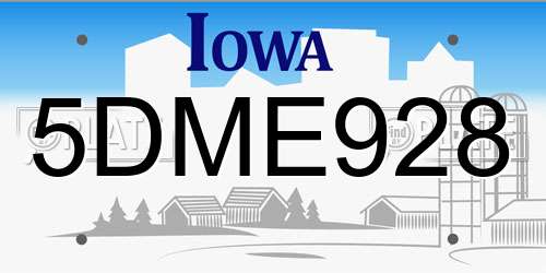 5DME928 Iowa License Plate