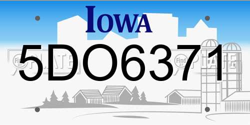 5DO6371 Iowa License Plate