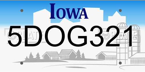 5DOG321 Iowa License Plate