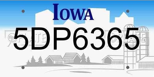 5DP6365 Iowa License Plate