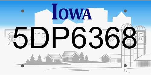 5DP6368 Iowa License Plate