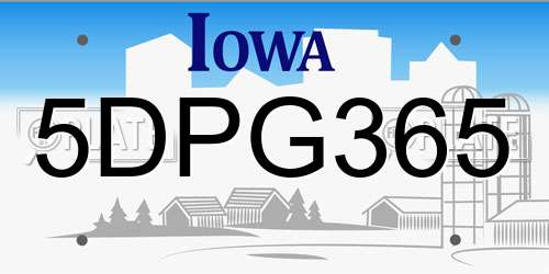 5DPG365 Iowa License Plate
