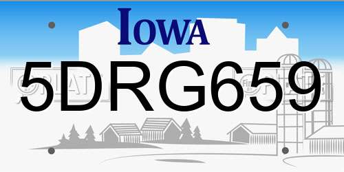 5DRG659 Iowa License Plate